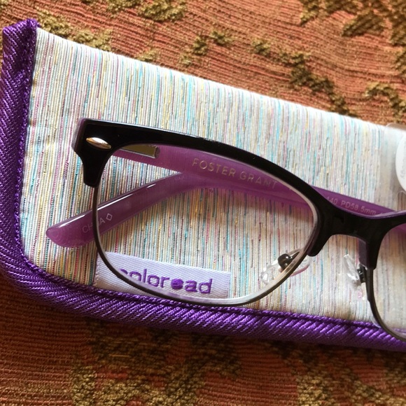NWT Foster Grant coloread reading glasses and case - Picture 2 of 8